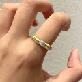 wholesale S925 Sterling Silver Gold-Plated Diamond-Inlaid Wire Brushed Ring, New Design, Minimalist Niche Court Style for Douyin and Xiaohongshu-0-2