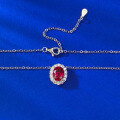 wholesale 925 Silver Cross-Border New High-End Jewelry Ruby Oval 6*9 Geometric Pendant Necklace with 40+5 Chain for-0-3