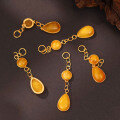 wholesale 925 Sterling Silver Gold-Plated Fittings Inlaid with Natural Amber Teardrop Connecting Chain Extension Tail Chain DIY Bracelet-0-2