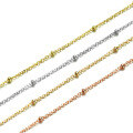 wholesale 925 Silver, Gold, Rose Gold Three-Tone Cross Engraved Beaded Chain Necklace Accessory 10mm-0-0