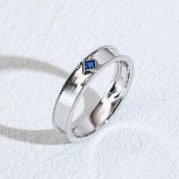 wholesale Au750, 9K Gold Retro Sapphire New Style Diamond Ring Men's Small Design Moissanite Gemstone Couple Bands-9K Gold-Sapphire 18#