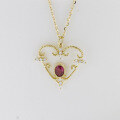 wholesale 18K gold jewelry wholesale source heart-shaped luxurious ruby full-cut diamond necklace-0-1