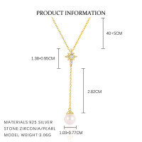 wholesale S925 Sterling Silver Eight-pointed Star Earrings With Round Beads And Zircon,。-A4067-Gold 925 Silver