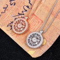 S925 Silver Eight Treasures Compass Pendant Lotus Braided Necklace-0-2