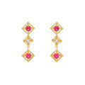 wholesale S925 silver plated with 14K gold vintage diamond snowflake red corundum earrings-0-4
