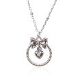 wholesale S925 Sterling Silver Maker Princess Runaway Bow Heart Fashion Minimalist Niche High-end Sense Versatile Collarbone Necklace-0-4