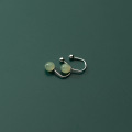 wholesale S925 Silver U-shaped Threaded Hetian Jade Ear Hooks, Korean-style Petite and Elegant Summer Ear Accessories M00232-0-4