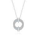 wholesale S925 Sterling Silver New Amazon European and American Zircon Necklace for Women, Pure Silver Double Hoop Circular Pendant, Versatile High-End Feel-0-0