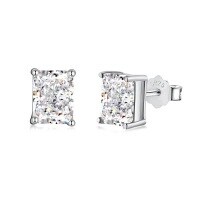 wholesale S925 Sterling Silver Korean Style Earrings for Women, High-End Minimalist Love Shape Green Zircon Stud Earrings with Silver Ear-Piercing Friendly Posts-White gold DY1D0249-SW-WH 925 silver