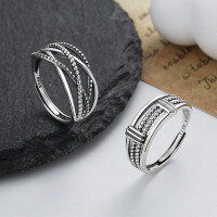 wholesale S925 Sterling Silver Retro Geometric Irregular Multi-Layer Thai Silver Ring Trendy Accessory European and American Fashion Index Finger Ring-316FJ/A model weighs approximately 2.9g. Opening is adjustable.