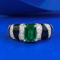 wholesale S925 silver new style simulated emerald 5*7 rectangle ring,ins unisex design-0-0