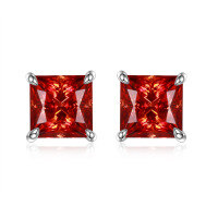 wholesale Metal: 925 Sterling Silver, 1ct VVS1 Colored Fringe Moissanite Princess Cut Stud Earrings for Cross-border New Collection by Yuntong Jewelry-Black 5*5mm (1ct*2)