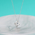 wholesale 925 Sterling Silver Ins Style Geometric Square Diamond Pendant Collarbone Chain, Minimalist and Hollow-Out Three-Dimensional Design Necklace Trendy for Women-0-0