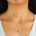 wholesale S925 Sterling Silver Korean Fashion Waterdrop Emerald Necklace for Women High-End Sense Cross-Border Wholesale Collarbone Pendant-0-3