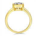 wholesale 18k Gold Plated S925 Silver New Ins Style 7mm Tower Cut Moissanite Bezel Set Square Ring for Women-0-4