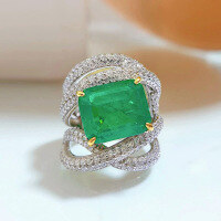 wholesale S925 Sterling Silver New 5-Carat Emerald Cut High Carbon Diamond Geometric Ring Sells Hot Cross-Border-R392 Emerald Ring  Size 8