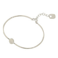 wholesale S925 Sterling Silver 234 Korean Version Ins Small and Minimalist Geometric Round Plate Tube Bracelet for Women with a Sense of Design Silver Bracelet-Platinum 925 silver
