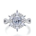 wholesale 925 Silver New Ins Style Ring 6*8 Oval Shining Snowflake Diamond Ring for Women-0-5