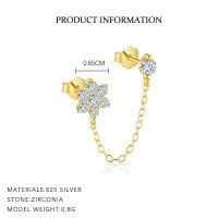 wholesale S925 Sterling Silver Cross-border Light Luxury Micro-set Zircon Flower Earrings For Women-E4709-Gold 925 Silver