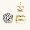 925 Sterling Silver Square Double Prong Single Stone D Color Moissanite Earrings-0-68