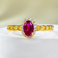 wholesale S925 Sterling Silver 4*6 Red Garnet Ring for Women, Ins Style, Minimalist, Versatile, Cross-Border-R985 Pigeon Blood Red>No. 8