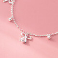 wholesale 990 sterling silver fresh sweet ins style niche high-end delicate bow bead anklet S7983-0-4