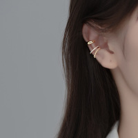 wholesale S925 silver minimalist clip-on earrings for women, Korean and Japanese style, small and fresh, no piercing required, diamond-encrusted twisted ear accessories G6923-G9655-Twisted Gold>925 Silver