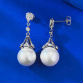 wholesale S925 Sterling Silver 12mm Pearl Earrings with Luxurious Micro-Set Inlay, Ins-Style Women's Earrings, Hot Seller in Live Streams-0-3