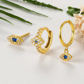 wholesale 925 Sterling Silver Earrings Set of Three with Micro-Inlaid Zirconia Evil Eye Ear Clips, European and American Luxury High-End Ins Style-0-1