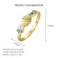 wholesale S925 Sterling Silver Shell Ring for Women, Summer Ocean Vacation Style with Zircon and Pearl, Fashion Versatile Wholesale-0-5