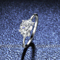 925 Silver Moissanite Ring Four Prong Sparkling Women's Jewelry-0-2