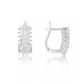 wholesale S925 Sterling Silver Elegant Natural White Topaz Earrings with Black Garnet Ear Studs, British Clasp, One-Piece Silver Earrings-0-0
