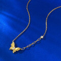 wholesale S925 Gold-Plated Silver Vintage Botanical Brushed Dreamy Butterfly Necklace, Fashionable and Versatile with a High-End Feel-0-1