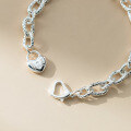 wholesale S925 Sterling Silver Fresh and Sweet Ins Style Niche Design Exquisite Heart Lock Chain Bracelet S7751-0-4