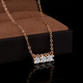 Sterling Silver Moissanite Bow Straight Pendant Necklace-0-0