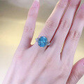 wholesale S925 silver new oval 10*12 sea blue ice-cut ring for women, best-selling in Europe and America-0-3