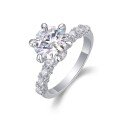 wholesale S925 Sterling Silver 3ct Moissanite Ring with Explosive Sparkle, High-End Texture, and Millennium Cut for Cross-Border Wholesale to European and American Factories-0-0