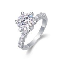 wholesale S925 Sterling Silver 3ct Moissanite Ring with Explosive Sparkle, High-End Texture, and Millennium Cut for Cross-Border Wholesale to European and American Factories-Moissanite 2 carats  US size 7