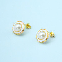 wholesale S925 Silver Retro Elegant Christmas Earrings, Versatile Enamel Pearl Socialite Stud Ear Accessories Wholesale-Vintage Enamel Earrings 925 Silver
