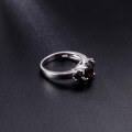 wholesale S925 sterling silver classic oval-shaped natural gemstone ring with garnet and interchangeable accent stones-0-1