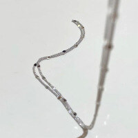 wholesale 925 Sterling Silver Super Sparkly Pendant Necklace for Women, Small and Unique Ins Style Starry Sky Layering Collarbone Chain with Side Pendant Minimalist Chain.-Platinum > 925 silver.