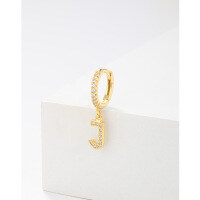 wholesale 925 Sterling Silver Amazon Cross-border Single Alphabet Earrings for Women, Fashion Hoop Ear Cuff, Versatile Ear Accessories-J single>925 silver