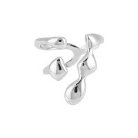 wholesale S925 Sterling Silver 852 Niche Individualistic Ins Minimalist Style Irregular Smooth Surface Hollow-Out Design Plain Ring for Women-Platinum [No. 14/Adjustable] Opening adjustable