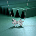 wholesale 925 Sterling Silver New Bow Pendant Personality Elegant Necklace Light Luxury Ins Style Collarbone Chain 40+5-0-1