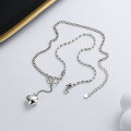 wholesale S925 Sterling Silver Splice Chain 3D Heart Tassel Necklace Minimalist Versatile Design Collarbone Chain for Women-0-2