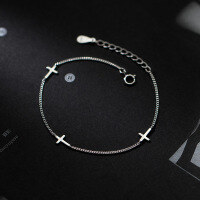 wholesale S925 Sterling Silver Korean-style Fashion Minimalist Three Smooth Cross Bracelet Fresh and Elegant Accessory S4496-S925 silver one 925 silver