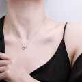 Sterling Silver Hollow-Out Diamond Moissanite Necklace, Minimalist Luxury High-End Jewelry-0-2