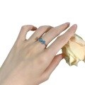wholesale Metal Material: 925 Sterling Silver Mu Jing Jewelry New 6*6mm Heart-shaped Aquamarine Ring, Cross-border Ins Style, Fashionable and Versatile-0-4