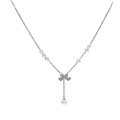 wholesale S925 Silver Bow Pearl Tassel Necklace for Women, Light Luxury Fashion, High-End Sense, Versatile Choker-0-4