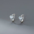 wholesale S925 Sterling Silver Fresh and Sweet Ins Style Niche Design Ice Cube Heart Chain Ear Clasp M06559-0-0